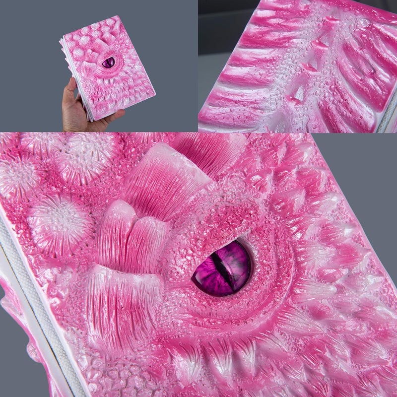 LZlightactor 3D Dragon Eye Embossed Journal,Resin Engraving Notebook,Dnd notebook for Dragon Lovers ，Blank Paper,Hardcover Travel Notepad for Writing,Sketchbook,Collection,Gift,Decoration A4 and A5 Size (A5-Rose) - Image 3